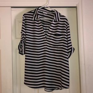 Striped 3/4 sleeve long flowy top